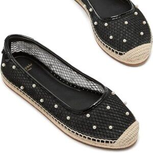 Kate Spade New York Women's Pearl Fishnet Espadrille Ballet Flats 7.5 NWT & Box!